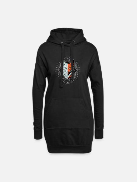 Fuchs Geometrisch Natur - Hoodie-Kleid - Schwarz