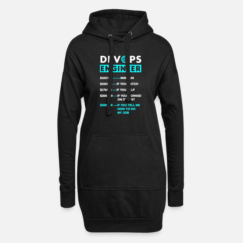 DevOps Ingenieur Cloud Computing Stundensatz - Hoodie-Kleid - Schwarz