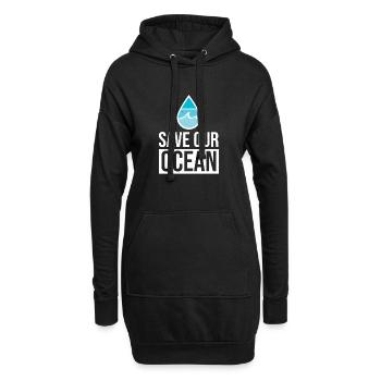 Save the Ocean - Sweat-shirt à capuche long Femme - noir - Devant