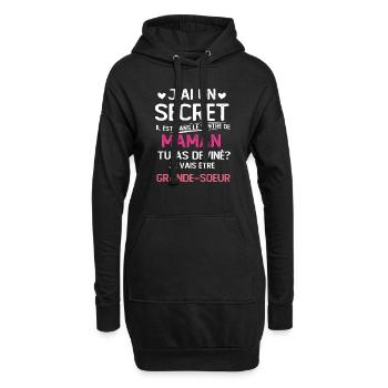J'ai un secret je vais être grande sœur cadeau - Sweat-shirt à capuche long Femme - noir - Devant