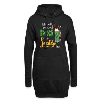 Ich weiß wo der Frosch die Locken hat - Hoodie-Kleid - Schwarz - Vorne