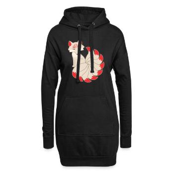 Kitsune Fuchs - Hoodie-Kleid - Schwarz - Vorne