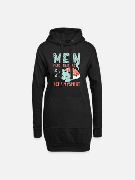 Katze Pyjama - Hoodie-Kleid - Schwarz