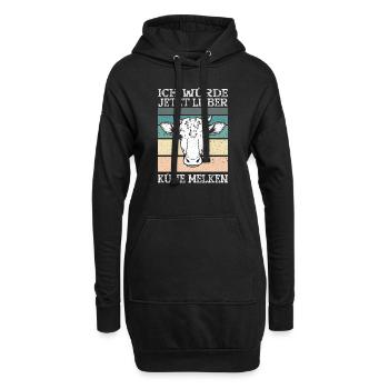 Ich Würde Jetzt Lieber Kühe Melken Kuhliebhaber - Hoodie-Kleid - Schwarz - Vorne