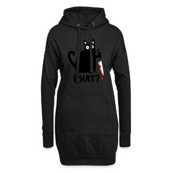 Verrückte Katze What? Lustige Schwarze Katze Humor - Hoodie-Kleid - Schwarz - Vorne