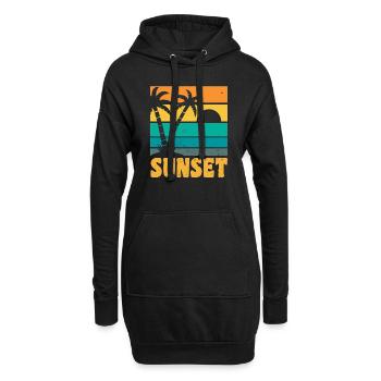 Sunset Retro Style - Sweat-shirt à capuche long Femme - noir - Devant