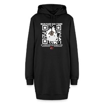 Mon pass sanitaire anti vaccin humour covid - Sweat-shirt à capuche long Femme - noir - Devant