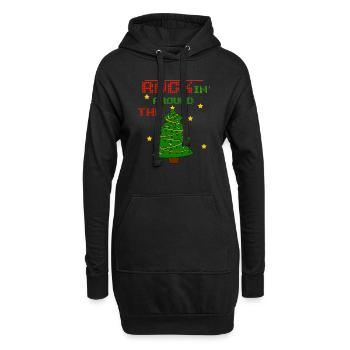 Rockin rund um den Weihnachtsbaum - Hoodie-Kleid - Schwarz - Vorne