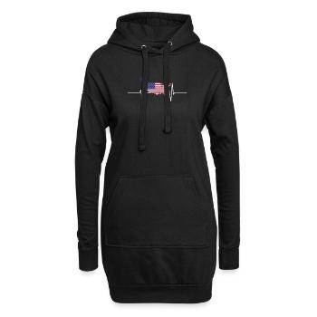 USA Battements de coeur Drapeau Usa Vintage - Sweat-shirt à capuche long Femme - noir - Devant