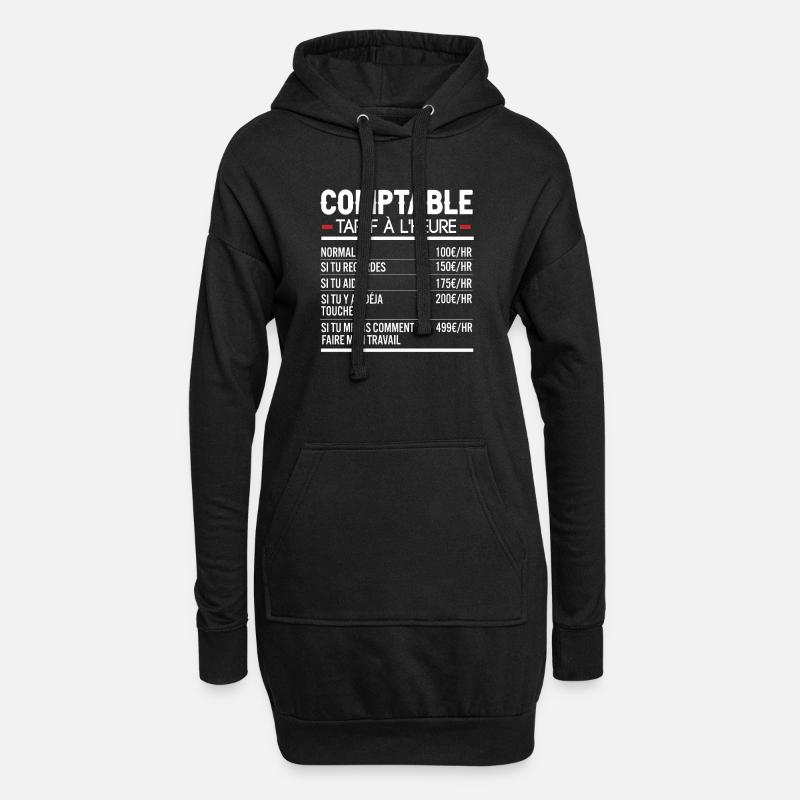 Comptable Idée Cadeau Humour Comptabilité - Sweat-shirt à capuche long Femme - noir