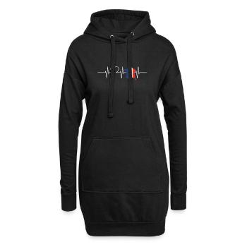 France Battements de coeur Drapeau Vintage France - Sweat-shirt à capuche long Femme - noir - Devant