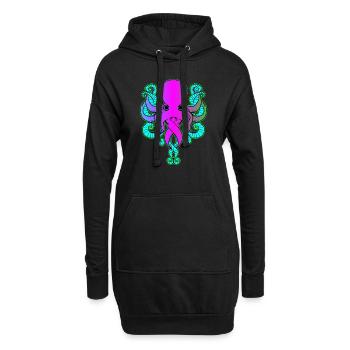 Purple blue Octopus by The Manzanita´s - Hoodie-Kleid - Schwarz - Vorne