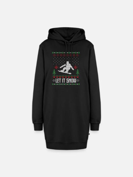 Lass es Schnee hässlichen Weihnachtspullover - Hoodie-Kleid - Schwarz