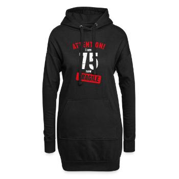 Achtung Ich bin jetzt 75 Fragile 75. Geburtstag - Hoodie-Kleid - Schwarz - Vorne