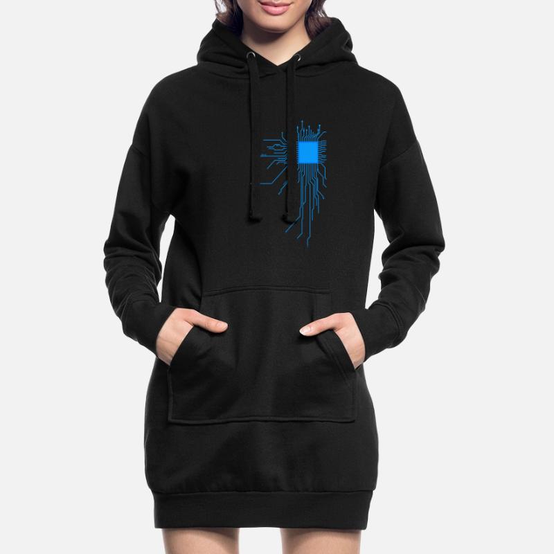 platine blau computer pc Admin Core cpu Nerd code Hoodie-Kleid