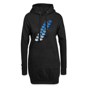 Pfote Retro Hund Katze Haustier - Hoodie-Kleid - Schwarz - Vorne