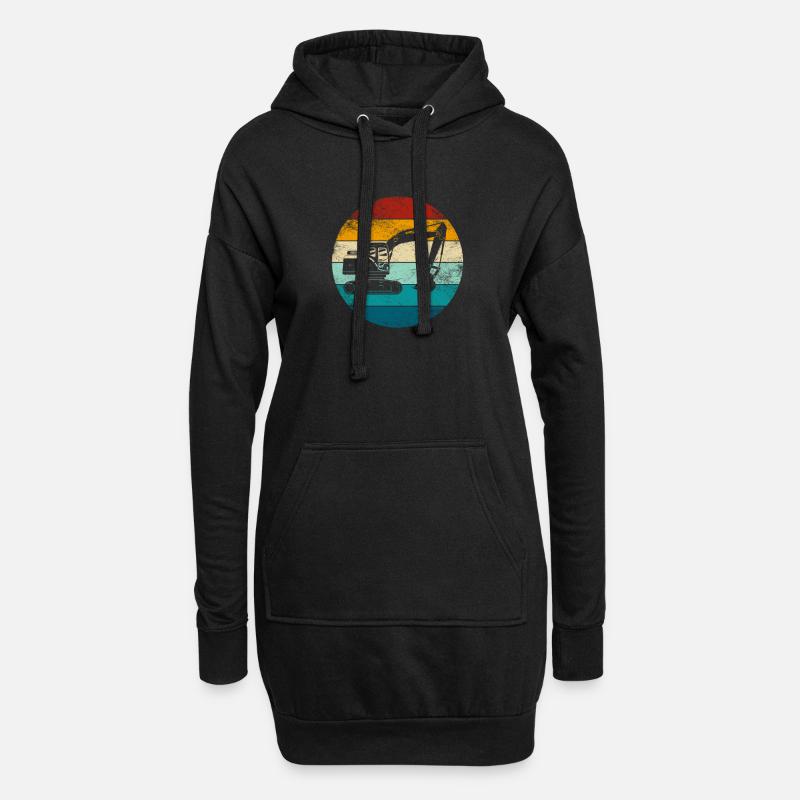 Bagger Baggerfahrer Baustelle Retro Bauarbeiter - Hoodie-Kleid - Schwarz