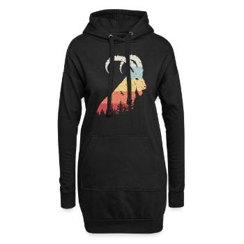 Steinbock - Hoodie-Kleid - Schwarz - Vorne
