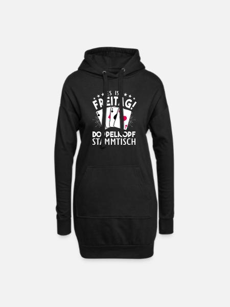 Doppelkopf - Hoodie-Kleid - Schwarz