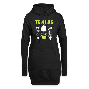 tennis / Tennis / Tennis spieler / Tennis Spielen - Hoodie-Kleid - Schwarz - Vorne