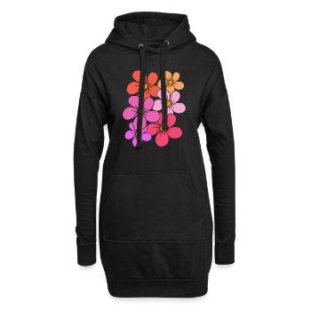 Blumen, Blumenstrauß, Blumenranke, Blumenmuster - Hoodie-Kleid - Schwarz - Vorne