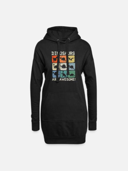 Les dinosaures sont géniaux - Sweat-shirt à capuche long Femme - noir