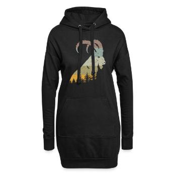 Steinbock - Hoodie-Kleid - Schwarz - Vorne