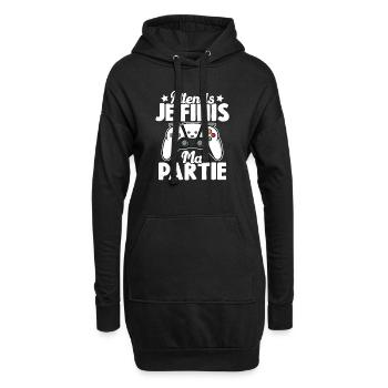 Attends Je Finis ma Partie - Sweat-shirt à capuche long Femme - noir - Devant