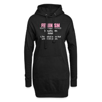 Définition du féminisme Droits des femmes sans restriction - Sweat-shirt à capuche long Femme - noir - Devant