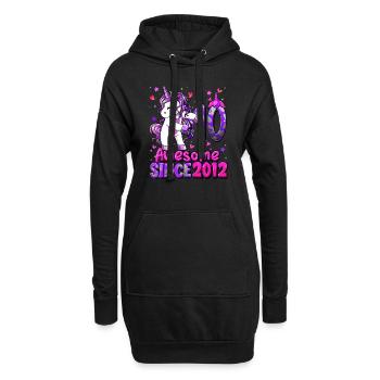 Licorne 10 Anniversaire - Sweat-shirt à capuche long Femme - noir - Devant