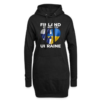 Finnland unterstützt die Ukraine - Hoodie-Kleid - Schwarz - Vorne