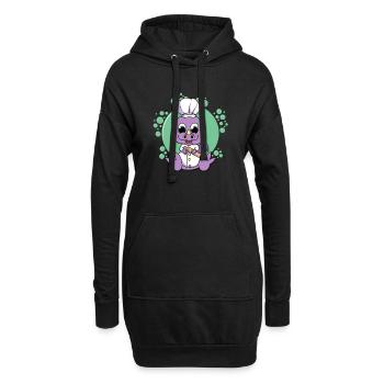 Chemise bébé dinosaure, chemise de cuisine dinosaure, mignonne - Sweat-shirt à capuche long Femme - noir - Devant