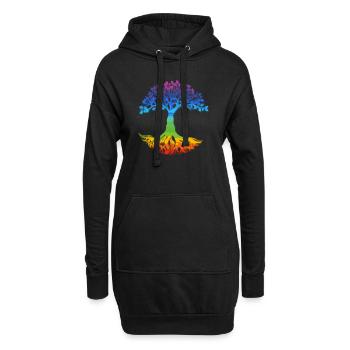 Arbre Yggdrasil Viking Celtique Norse Symbole de vie - Sweat-shirt à capuche long Femme - noir - Devant