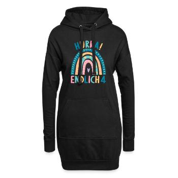 4 Jahre Geburtstagskind Regenbogen 4. Geburtstag - Hoodie-Kleid - Schwarz - Vorne