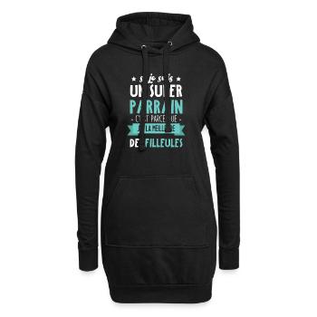 Je suis un super parrain j'ai filleules - Sweat-shirt à capuche long Femme - noir - Devant