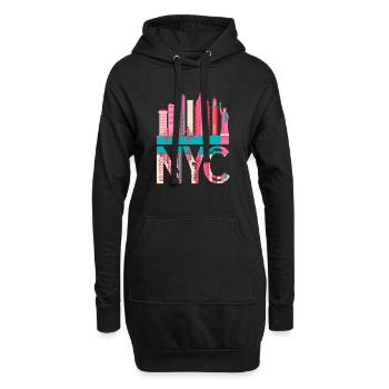 New York Skyline Heartbeat Statue de la Liberté - Sweat-shirt à capuche long Femme - noir - Devant