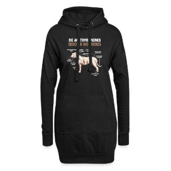 Irischer Wolfshund Anatomie lustiges Hundehalter - Hoodie-Kleid - Schwarz - Vorne