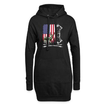 Bow Hunting American Hunter USA Flag Deer Hunt - Sweat-shirt à capuche long Femme - noir - Devant