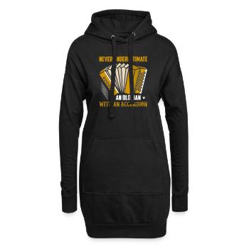 Never Underestimate An Old Man With An Accordion M - Hoodie-Kleid - Schwarz - Vorne