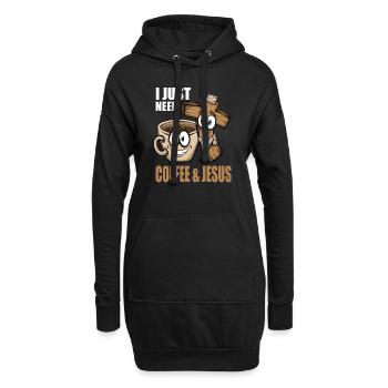 Kaffeeliebhaber Ich brauche nur etwas Kaffee Jesus - Hoodie-Kleid - Schwarz - Vorne