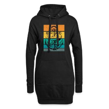 Retro Papitän Vatertag Boot Schiff Papa - Hoodie-Kleid - Schwarz - Vorne