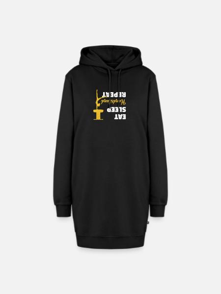 Essen Schlafen Handstand Wiederholung Gymnastik - Hoodie-Kleid - Schwarz