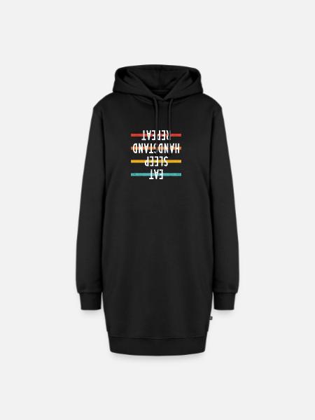 Gymnastik Lustig Turner Trainer Essen Schlaf - Hoodie-Kleid - Schwarz