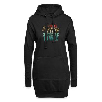 Lustiges Jogging Wenn du mit mir läufst - Hoodie-Kleid - Schwarz - Vorne