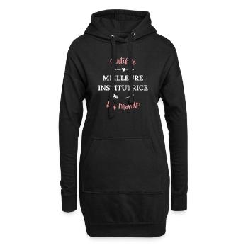 Certifiée meilleure institutrice du monde - Sweat-shirt à capuche long Femme - noir - Devant