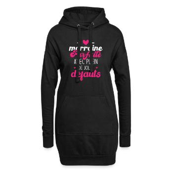 Marraine parfaite avec plein de jolis défauts - Sweat-shirt à capuche long Femme - noir - Devant
