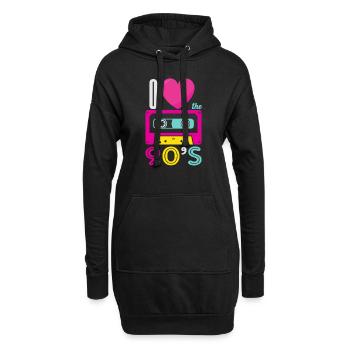 1990's 90s I Heart Nineties I Love the 90's Old - Hoodie-Kleid - Schwarz - Vorne