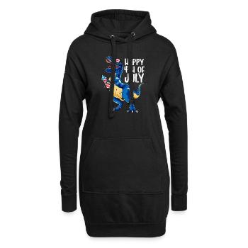 Dinosaurierer Unabhängigkeitstag USA Juli - Hoodie-Kleid - Schwarz - Vorne