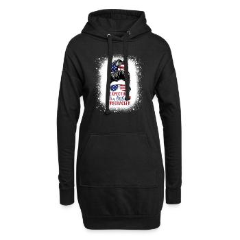 Messy Bun x Expecting a little Firecracker - Hoodie-Kleid - Schwarz - Vorne
