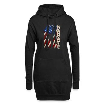 Amerikanische Flagge Karate Lustig US Kampfsport - Hoodie-Kleid - Schwarz - Vorne